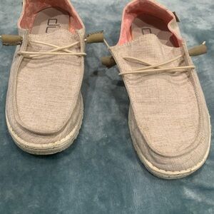 Beige Casual Loafers with Pink Interior